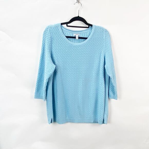 Croft & Barrow 2X Plus Womens Light Blue Knit Pullover Crewneck Sweater - Picture 1 of 7